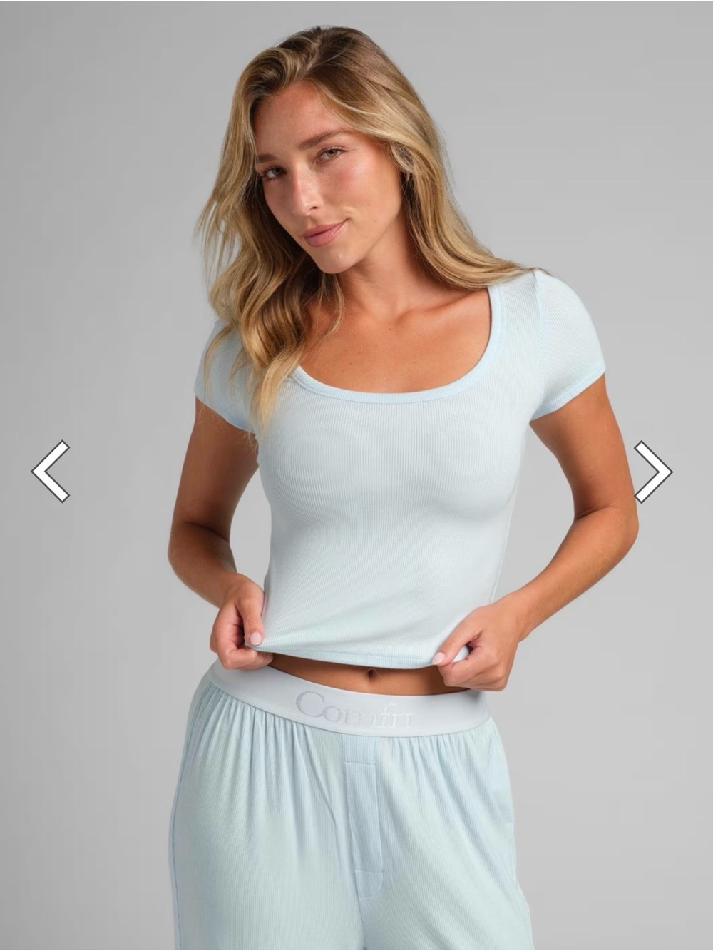 Slinky Rib Baby Tee in Powder Blue
